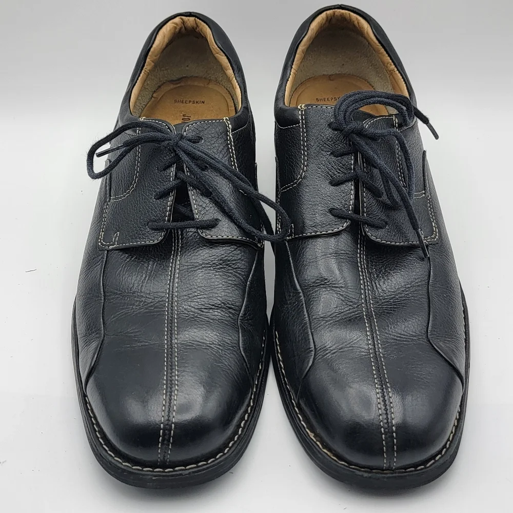 EUC Johnston & Murphey‎ Men's Black Leather Dress Shoes SIZE 10.5 Wide. #1602
